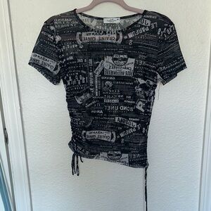 Mesh Black Graphic Short Sleeve Tee